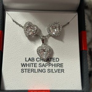 Sterling Silver Heart Necklace and Earrings Set